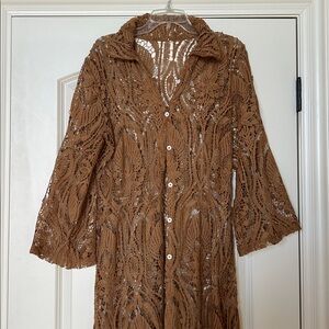 Elegant Brown Lace Over-Dress•L